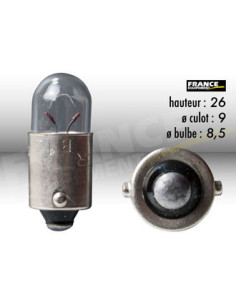 AMPOULE TEMOIN AVEC CULOT BA9S 12V3W