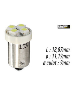 AMPOULE BLANCHE TYPE BA9S/T4W 12V0.32W