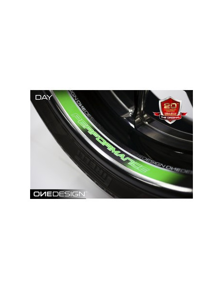 Kit déco de 8 stickers Fluorescent pour Jantes AV+AR "PERFORMANCE"