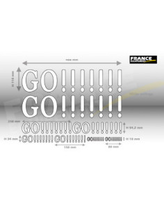 Kits Autocollants "GO"4 Tailles: 488x110mm-240x54,2mm-150x34mm-80x18mm