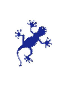 Label en 3D de forme LEZARD Bleu réflechissant. 1 Pièce.