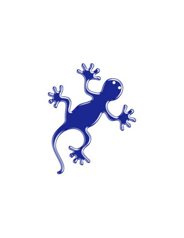 Label en 3D de forme LEZARD Bleu réflechissant. 1 Pièce.