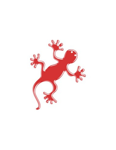 Label en 3D de forme LEZARD Rouge réflechissant. 1 Pièce.