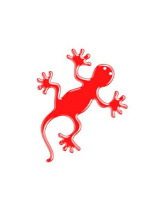 Label en 3D de forme LEZARD Rouge Fluorescent. 1 Pièce.