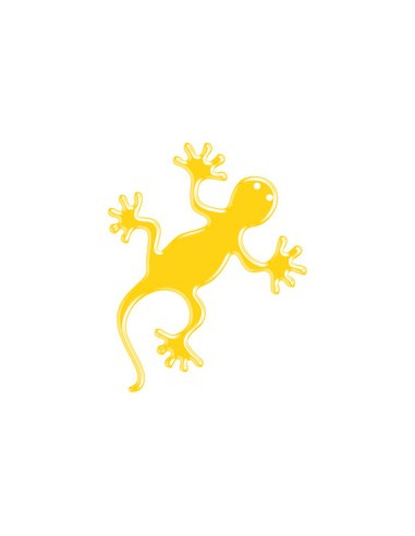 Label en 3D de forme LEZARD Jaune réflechissant. 1 Pièce.