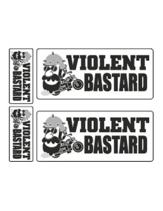 Déco moto 4 pièces "VIOLENT BASTARD" Noir sur Blanc