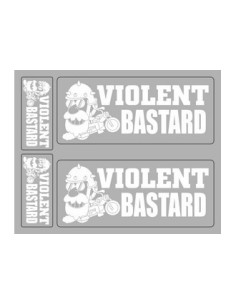 Déco moto 4 pièces "VIOLENT BASTARD" Blanc sur Transparent