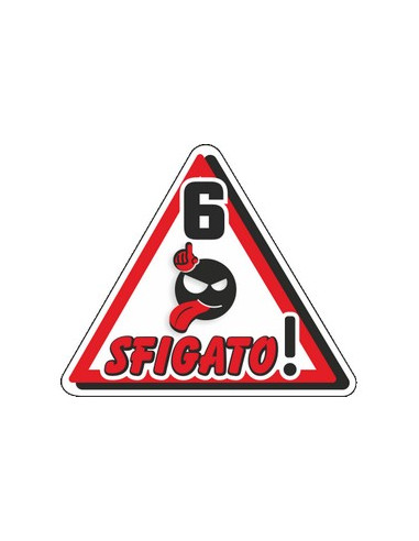 Label déco moto "6 SFIGATO". 2 pièces.