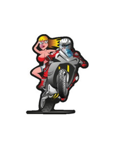 Label déco moto "MOTO en ROUE". 2 pièces.