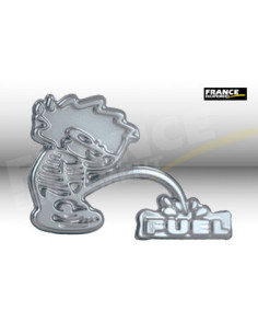 Label en 3D de forme Enfant Chromé marqué FUEL. 1 Pièce.