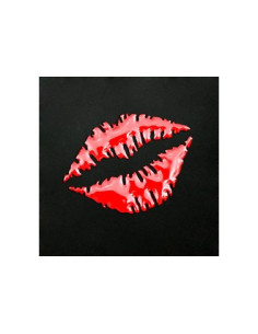 Label en 3D de forme BOUCHE Rouge. 1 pièce.