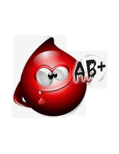 Label en 3D Groupe Sanguin : AB+  Format : 54.1X46.8mm