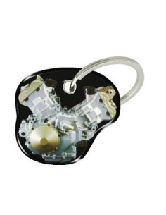 Porte-cléfs en Résine bicylindre "HONDA" Format : 40x40mm