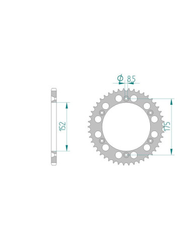 Kit chaine AFAM alu YAMAHA YZ 125  pas 520 1984 à 1985