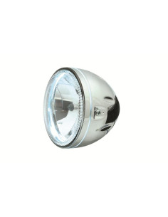 Phare moto BIHR chromé contour led 5 3/4 fixation bas