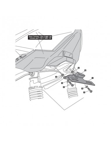 Support De Plaque 6993 - Yamaha X-MAX 125 / 250 2014 et +, X-MAX 400 2013 et +, et Evolis 125 2017 et + 