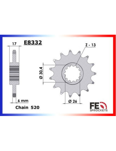 CBR.600.RR'03/06 16X42 RK520GXW  Racing (Transformation en 520)