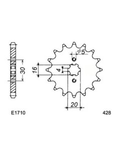 125.ELEFANT '84/88 16X45 RK428MXZ 125.ALETTA ROSSA '83/87 2