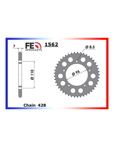 125.ELEFANT '84/88 16X45 RK428MXZ 125.ALETTA ROSSA '83/87