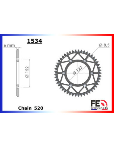 125.RR/RR RACING 2T '18/23 13X50 RK520MXZ