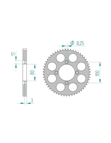 Kit chaine DID  ALU BETA 125 REV3 2004 à 2005
