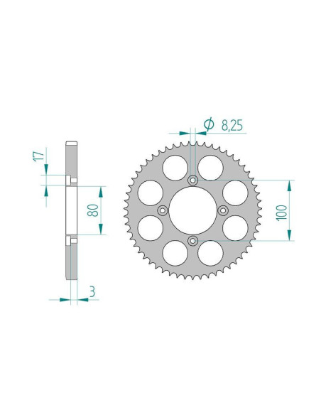 Kit chaine DID  ALU BETA 125 REV3 2004 à 2005
