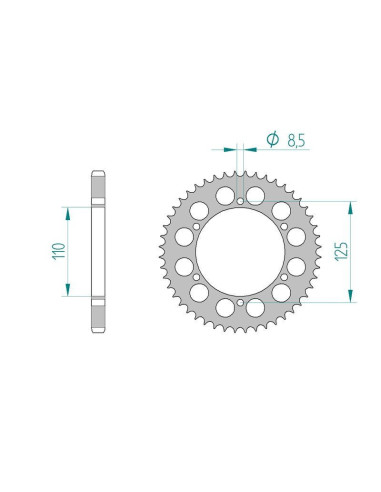 Kit chaine DID  ALU BETA 125 ZERO    0 à    0