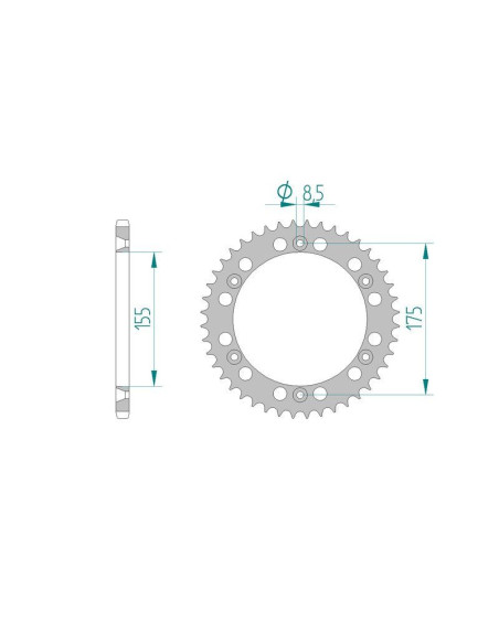 Kit chaine DID  ALU CAGIVA 125 WMX 1987 à 1988