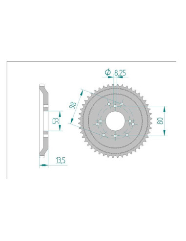 Kit chaine DID  ACIER DERBI FENIX 50 1996 à 1998