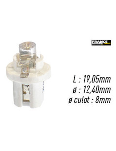 AMPOULE BLANCHE TYPE B8,5D/ BX8,5D 12V0.2W