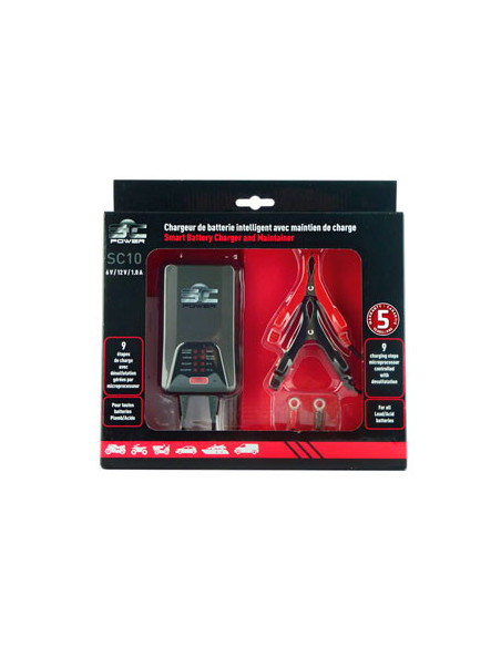 SC10 Chargeur SC POWER de batterie 6/12V, 1A, avec régénération des