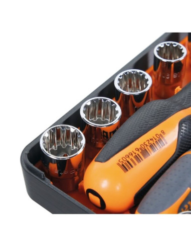 Coffret compact BETA 11 douilles 6 pans, 21 embouts et 7 accessoires