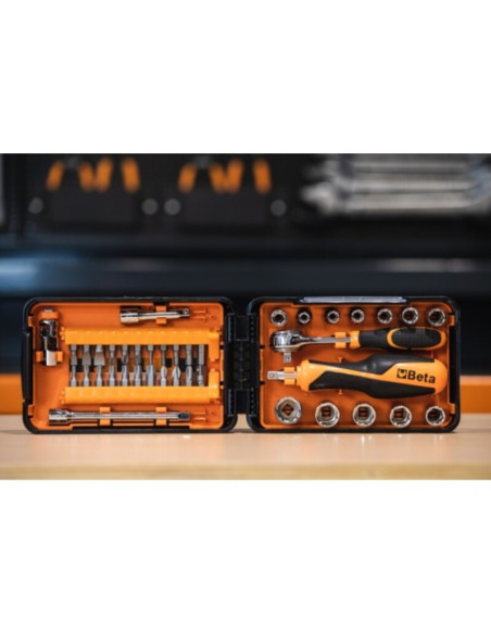 Coffret compact BETA 11 douilles 6 pans, 21 embouts et 7 accessoires