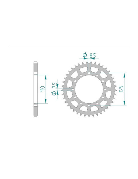 Kit chaine DID  ACIER GILERA 350 ER,DAKOTA 1985 à 1989