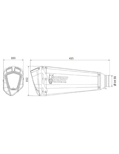 Silencieux MIVV universel Delta Race acero inoxodable / carbone - Côté droit