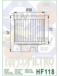 Filtre à huile HIFLOFILTRO - HF118 Honda 2
