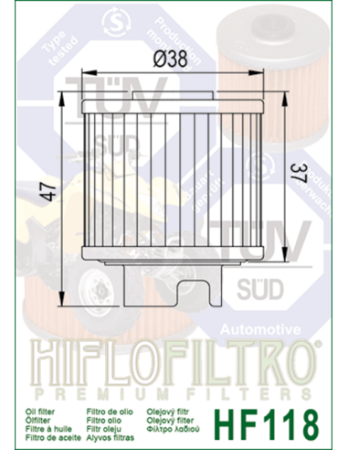 Filtre à huile HIFLOFILTRO - HF118 Honda