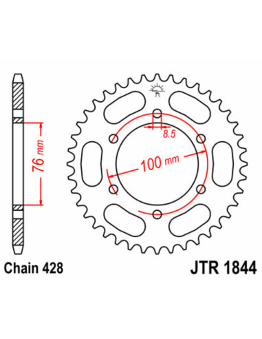 Couronne JT SPROCKETS acier standard 1844 - 428