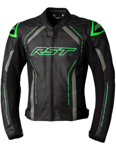 Veste RST S1 CE cuir - noir/gris/vert fluo taille S