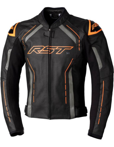 Veste RST S1 CE cuir - noir/gris/orange fluo taille S