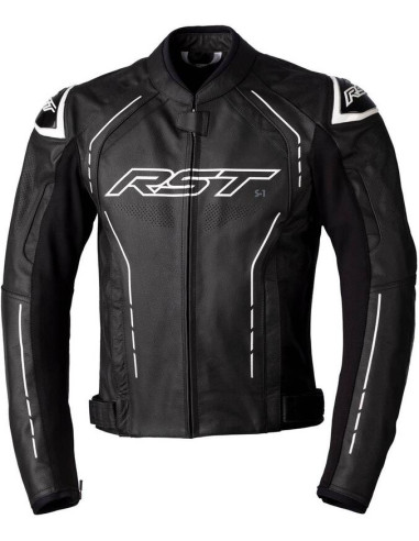 Veste RST S1 CE cuir - noir/noir/blanc taille XXL