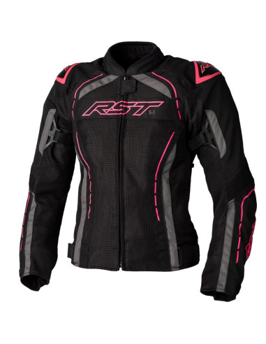 Veste femme RST S1 Mesh CE textile - noir/rose fluo taille M