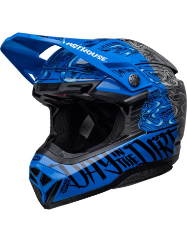 Casque BELL Moto-10 Spherical Fasthouse DID - Mat/Brillant Bleu/Gris