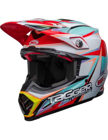 Casque BELL Moto-9s Flex Tagger Edge - Blanc/Aqua