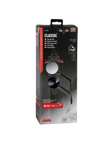 2 rétroviseurs moto ou scooter ajustables ronds Classic 