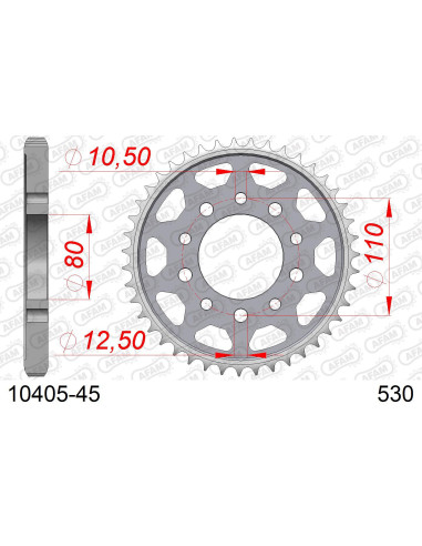 Kit chaîne acier HONDA CBX 550 F2C,FC 1982   