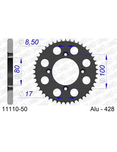 Kit chaîne alu HONDA XR 100 R 1985-2003   