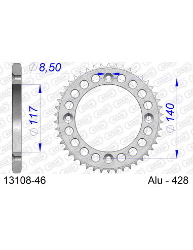 Kit chaîne alu YAMAHA YZ 80 1985   