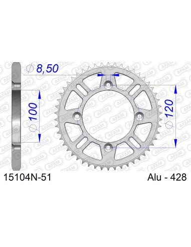 Kit chaîne alu AB YAMAHA YZ 85 BW 2019-2023   