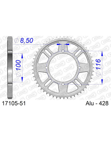 Kit chaîne alu KAWASAKI KX 80 #428 BIG WHEEL 1998-2000   